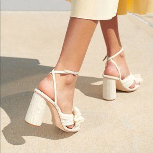 Camellia Bow Heel with Ankle Strap Vegan Pearl